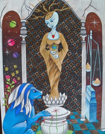 Lune 2 - gouache / crayon de couleur
